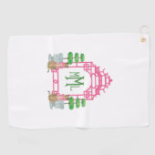Persoonlijke Pagode Monogram iPhone 16 stevige hoe Golfhanddoek (Horizontaal)