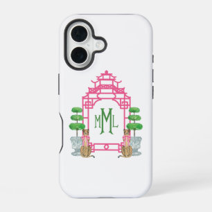 Persoonlijke Pagode Monogram iPhone 16 stevige hoe Hoesje
