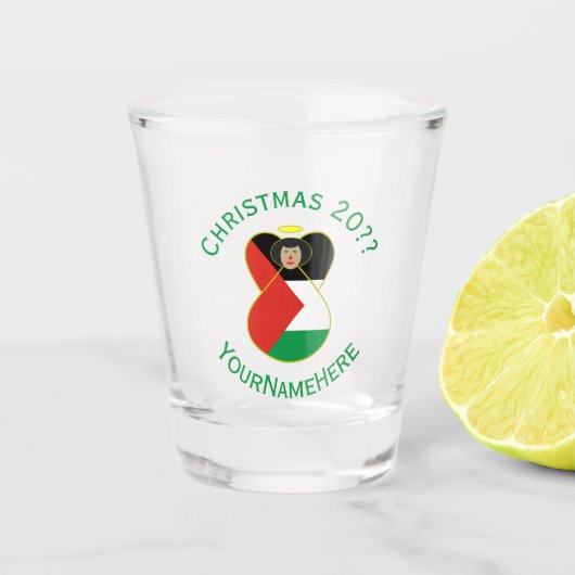 Persoonlijke Palestijnse engel kerst vlag Shot Glas (Voorkant)