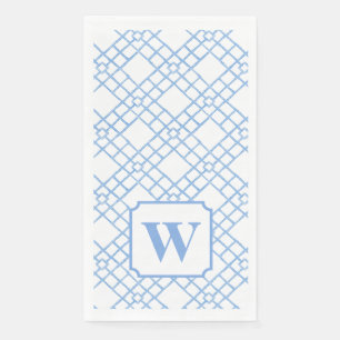 Persoonlijke Palm Beach Blauwe Lattice Monogram Servet
