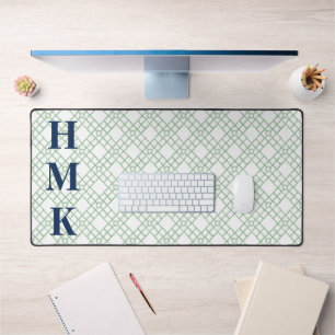 Persoonlijke Palm Beach Groen Lattice Monogram Bureaumat