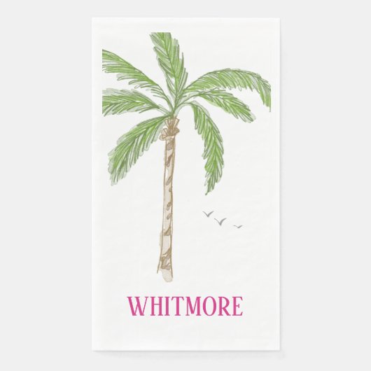 Persoonlijke Palm Beach Palmboom Servet (Voorkant)
