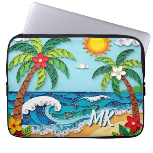 Persoonlijke palmbomen op het strand laptop sleeve