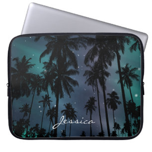 Persoonlijke Palmboom en Sterrennachtelijke Hemel Laptop Sleeve