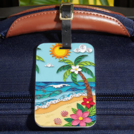 Persoonlijke palmboom op het strand bagagelabel