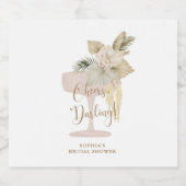 Persoonlijke Palmen en Prosecco Bruidscadeau Sparkling Wijnetiket (Enkel label)