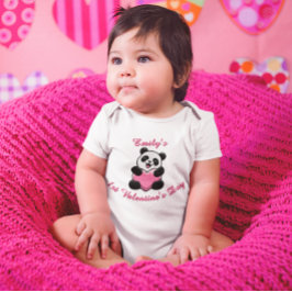 Persoonlijke panda baby eerste Valentijnsdag Romper