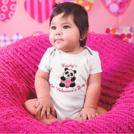 Persoonlijke panda baby eerste Valentijnsdag Romper