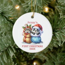 Persoonlijke Panda Beer en Egel Jongste Kerstmis