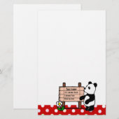 Persoonlijke Panda-Cartoon en Polka Dots Briefpapier (Voorkant / Achterkant)