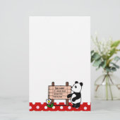 Persoonlijke Panda-Cartoon en Polka Dots Briefpapier (Staand voorkant)