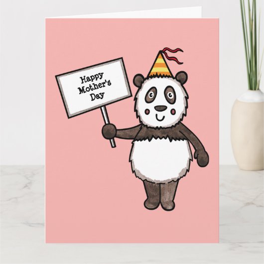 Persoonlijke Panda Feest Moederdag Kaart (Voorkant)