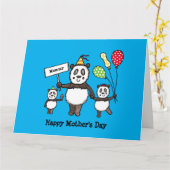 Persoonlijke Panda Feest Moederdag Kaart (Gele Bloem)