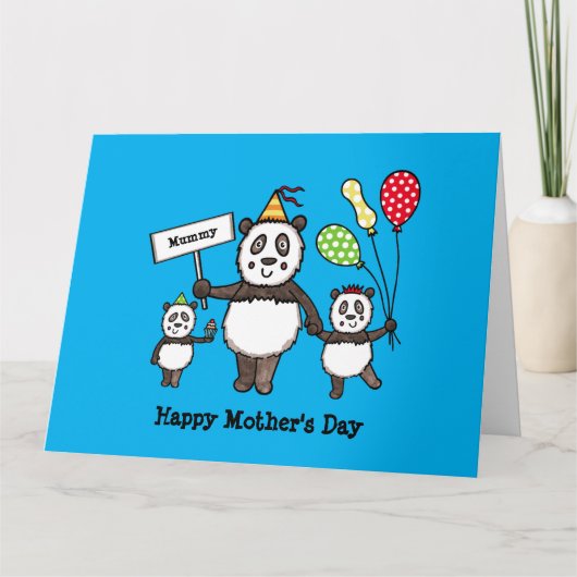 Persoonlijke Panda Feest Moederdag Kaart (Voorkant)