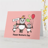 Persoonlijke Panda Feest Moederdag Kaart (Gele Bloem)