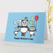 Persoonlijke Panda Feest Moederdag Kaart (Gele Bloem)