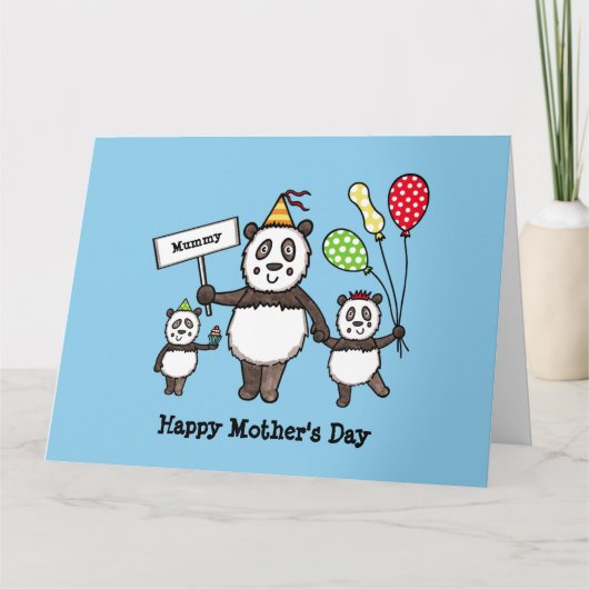 Persoonlijke Panda Feest Moederdag Kaart (Voorkant)