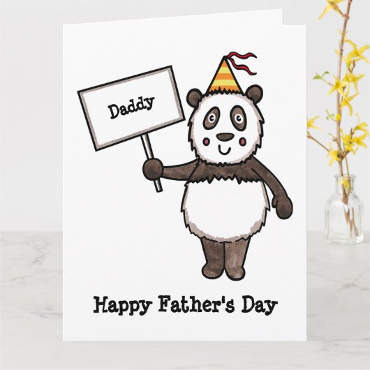 Persoonlijke Panda Feest Vaderdag Kaart (Gele Bloem)