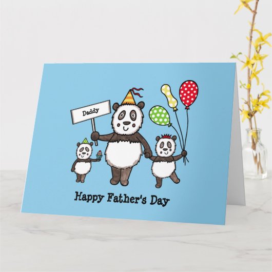 Persoonlijke Panda Feest Vaderdag Kaart (Gele Bloem)