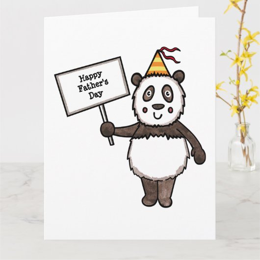 Persoonlijke Panda Feest Vaderdag Kaart (Gele Bloem)
