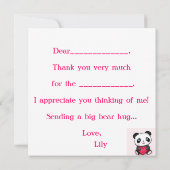 " persoonlijke panda - kaart " - bedankt (Achterkant)