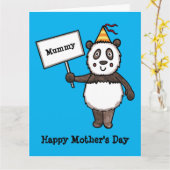 Persoonlijke Panda Moederdagkaart Kaart (Gele Bloem)