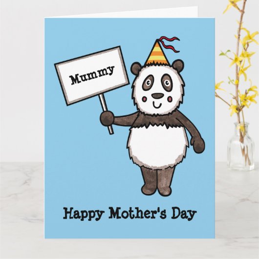 Persoonlijke Panda Moederdagkaart Kaart (Gele Bloem)