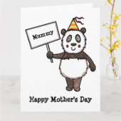Persoonlijke Panda Moederdagkaart Kaart (Gele Bloem)