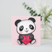Persoonlijke Panda nodigt Kaart 4 uit Cute Panda L (Staand voorkant)