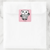 Persoonlijke Pandy de Panda Vierkante Sticker (Tas)
