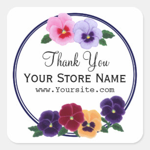 Persoonlijke Pansies Floral Hartelijk dank Vierkante Sticker