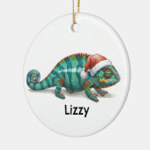 Persoonlijke panterkameleon met Kerstmis Keramisch Ornament (Links)