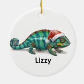 Persoonlijke panterkameleon met Kerstmis Keramisch Ornament (Achterkant)