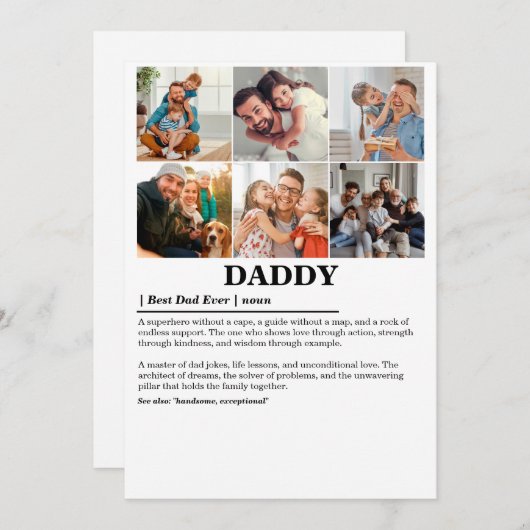 Persoonlijke Papa Definitie 6 Foto Collage Feestdagenkaart (Voorkant / Achterkant)