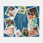 Persoonlijke papa definitie 9 foto collage blauw fleece deken (Voorkant (Horizontaal))