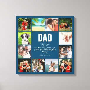 Persoonlijke papa Definition Blue 12 Photo Collage Canvas Afdruk