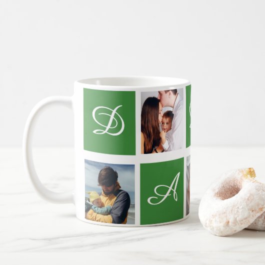 Persoonlijke papa foto collage mok cadeau (Met donut)