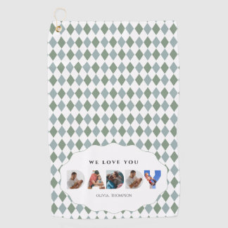 Persoonlijke papa-letter-uitknipfoto-collage golfhanddoek