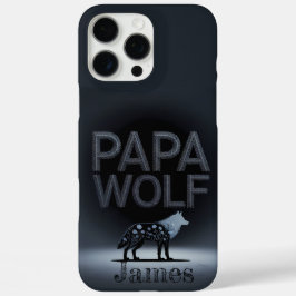 Persoonlijke Papa Wolf Natuur Silhouet iPhone 16 Pro Max Hoesje