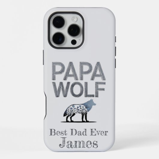 Persoonlijke Papa Wolf Natuur Silhouet iPhone Hoesje (Achterkant)
