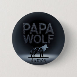 Persoonlijke Papa Wolf Natuur Silhouet Ronde Button 5,7 Cm