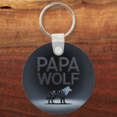 Persoonlijke Papa Wolf Natuur Silhouet Sleutelhanger (Voorkant)