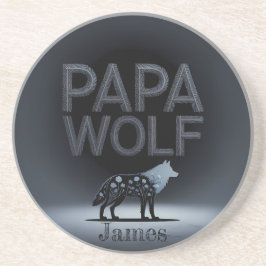 Persoonlijke Papa Wolf Natuur Silhouet Zandsteen Onderzetter