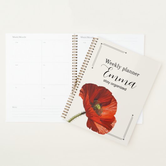 Persoonlijke Papaver Weekplanner Esthetische Bloem Planner (Display)