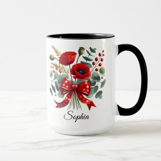Persoonlijke Papaverbloem Naam Mok Cadeau (Rechts)