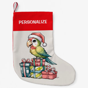 Persoonlijke papegaai met een kerstmuts Kerstmis Kleine Kerstsok