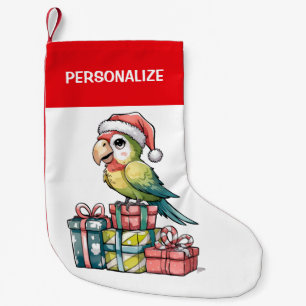 Persoonlijke papegaai met een kerstmuts Kerstmis Kleine Kerstsok