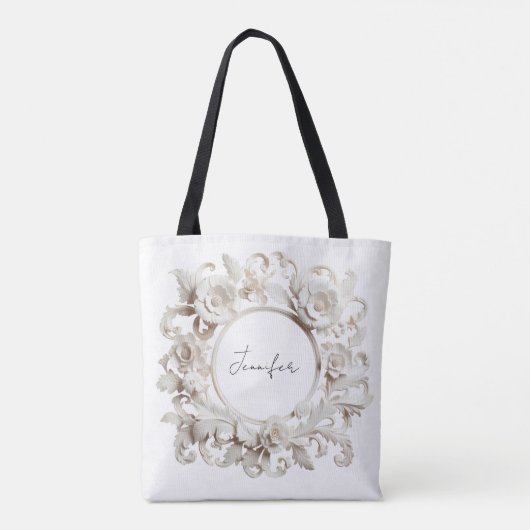 persoonlijke papieren bloemen frame tote tas (Achterkant)