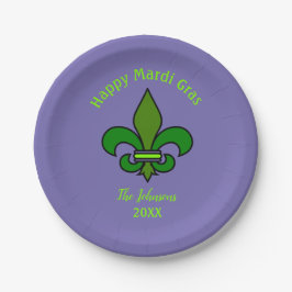 Persoonlijke papieren borden met Mardi Gras Fleur Bordje