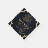Persoonlijke papieren servetten in zwart en goud (Hoek)